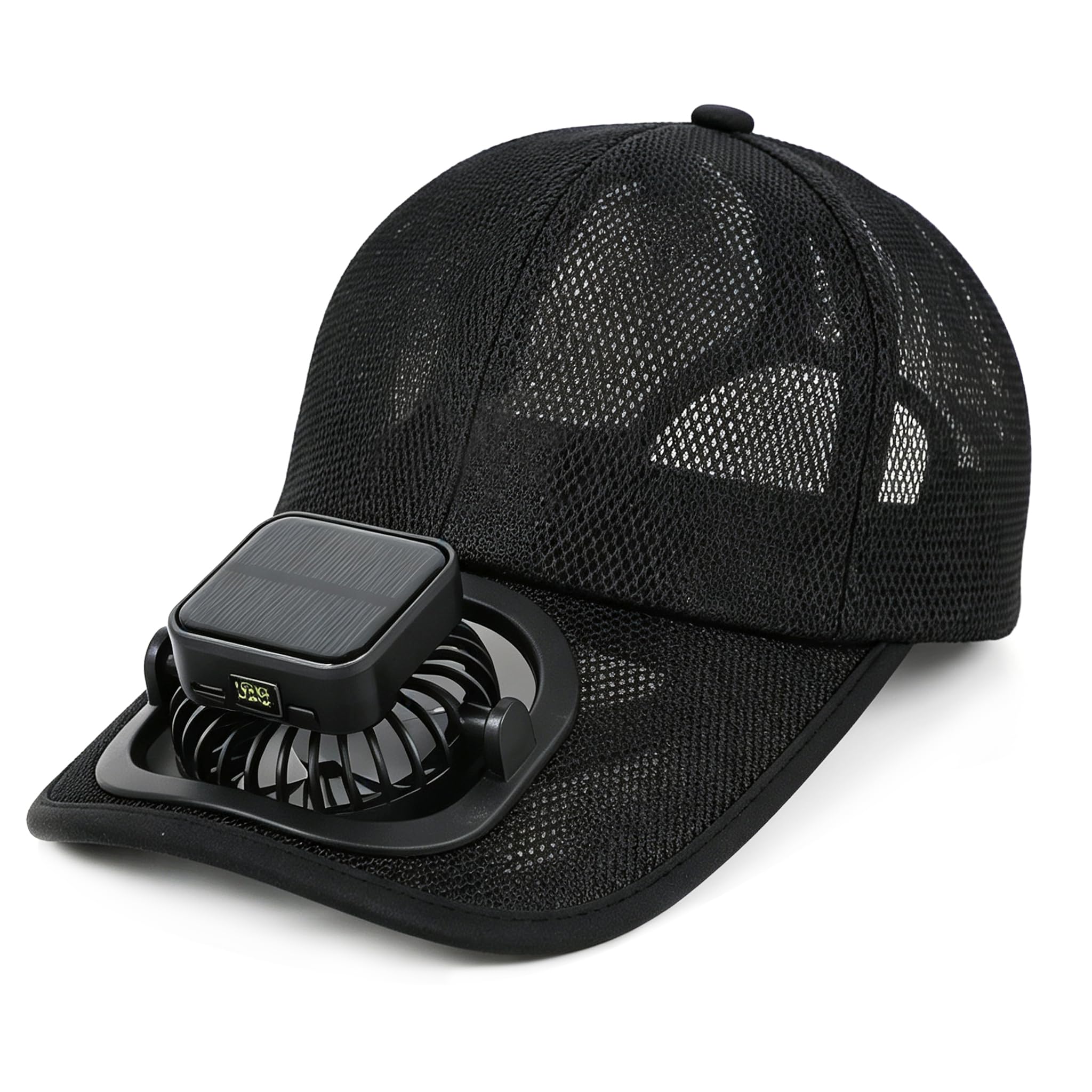 Men's Women's Baseball Cap with Built-in Solar USB Fan Adjustable UV Protection Sun Hat Golf Cap Beach Travel Outdoor Hat (Black 2.0)