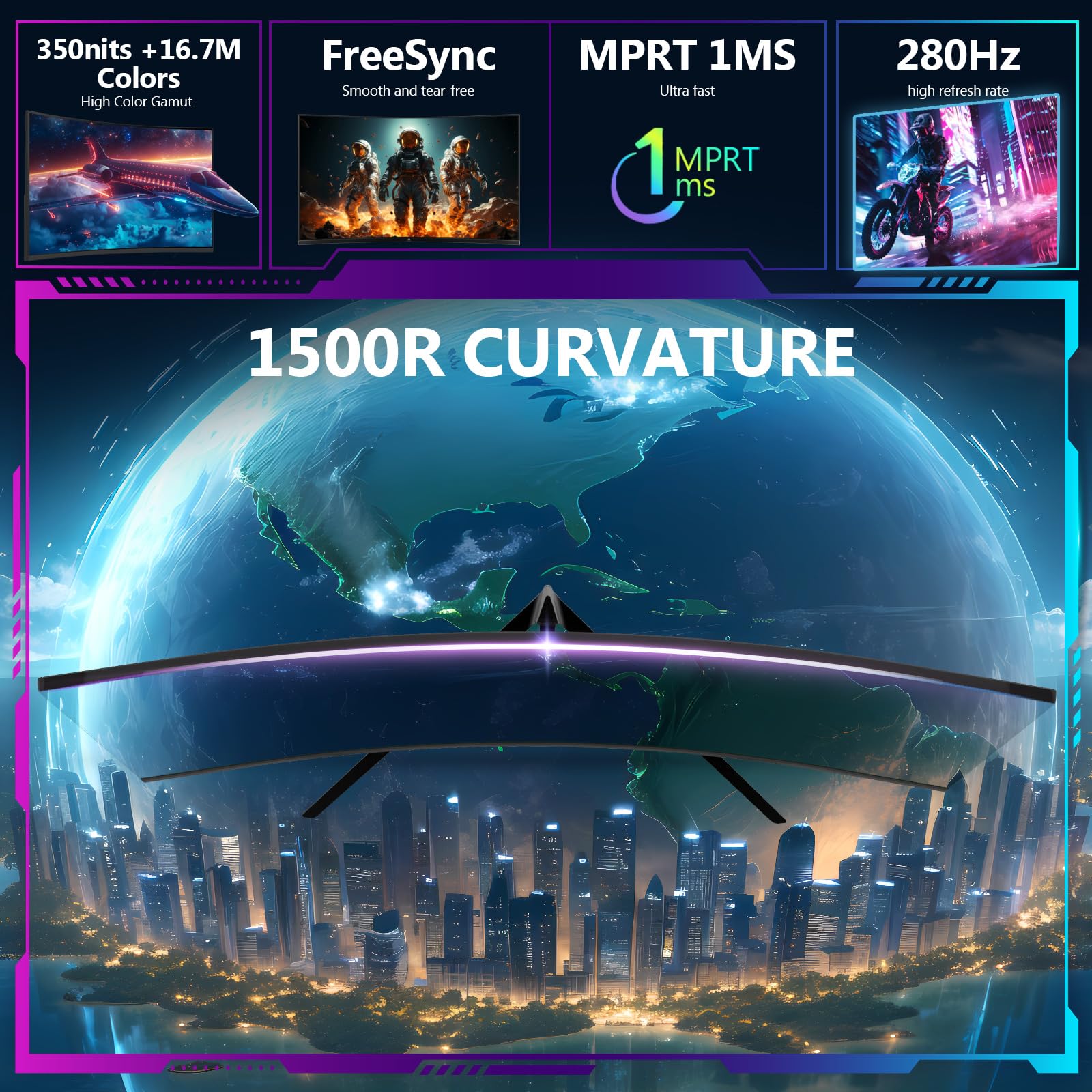 Z Z-Edge Z-Edge 27 Inch Curved Gaming Monitor 280Hz (DP) 240Hz (HDMI) 1ms MPRT Full HD LED Monitor, 350cd/m² Brightness, 16:9 Curved Screen, FreeSync, HDMI 2.0 & DisplayPort 1.2 - Black in use