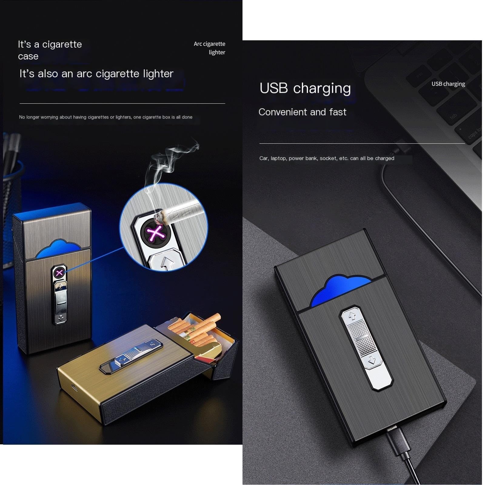 Amazon.co.jp: ライター付き女性シガレットケース、タバコボックス