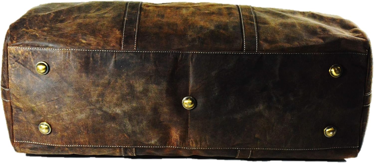 Best Seller 24 Mens Retro Style Carry on Travel Luggage Flap Duffel Vintage Leather Duffel Bag