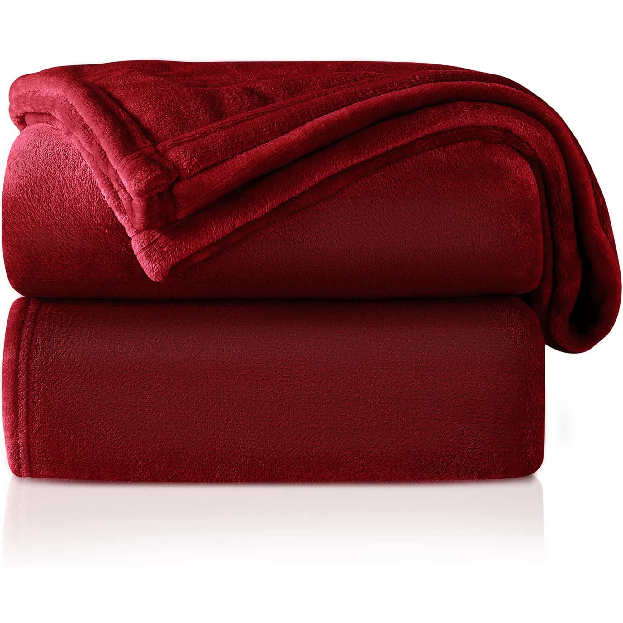 ONME Fleece Blanket Throw Size Burgundy, Soft Cozy Microfiber Flannel Blankets for Sofa/Chairs/Bed - Lightweight, Warm, Cozy