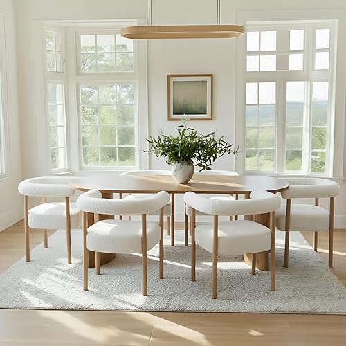 Miniatura 4 de Mid-Century Modern Dining Chairs Set of 4, Armrest Barrel Dining Chairs Side Accent Chairs with Curved Back, Upholstered Wood Armchairs for Kitchen,