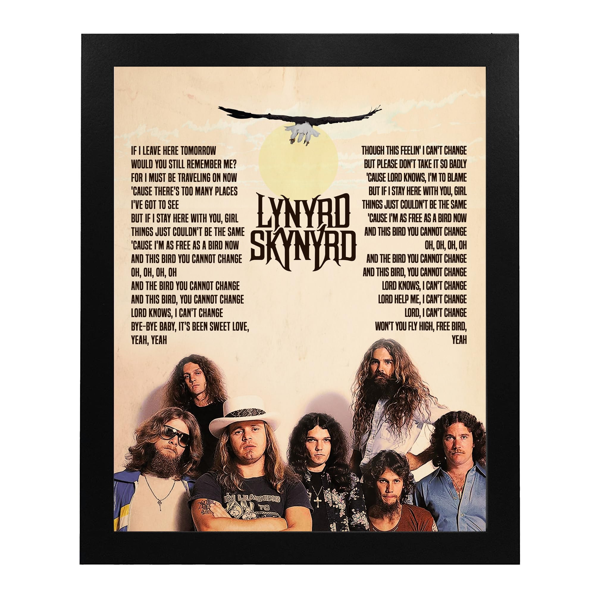 Amazon.com: Free Bird Retro Rock Lyrics Wall Art – Vintage 70s