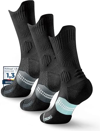 Juclise Womens Compression Crew Running & Hiking Socks, 3 Pairs, Cushioned