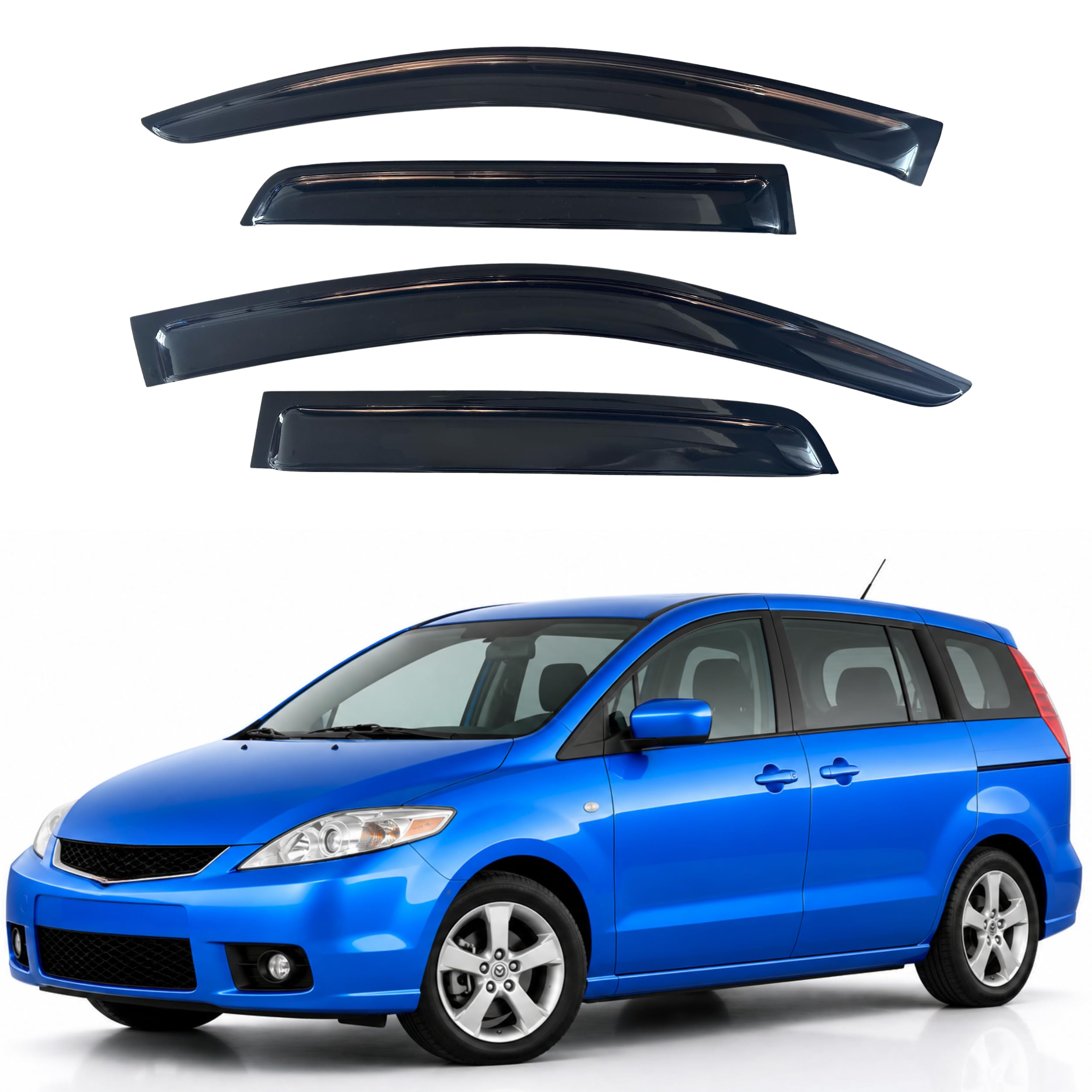 IG Window Visors Fit for 2005-2018 Mazda 5, Out-Channel Rain Guards Vent Wind Deflectors 4PC, Car Accessories for 05-18 Mazda 5