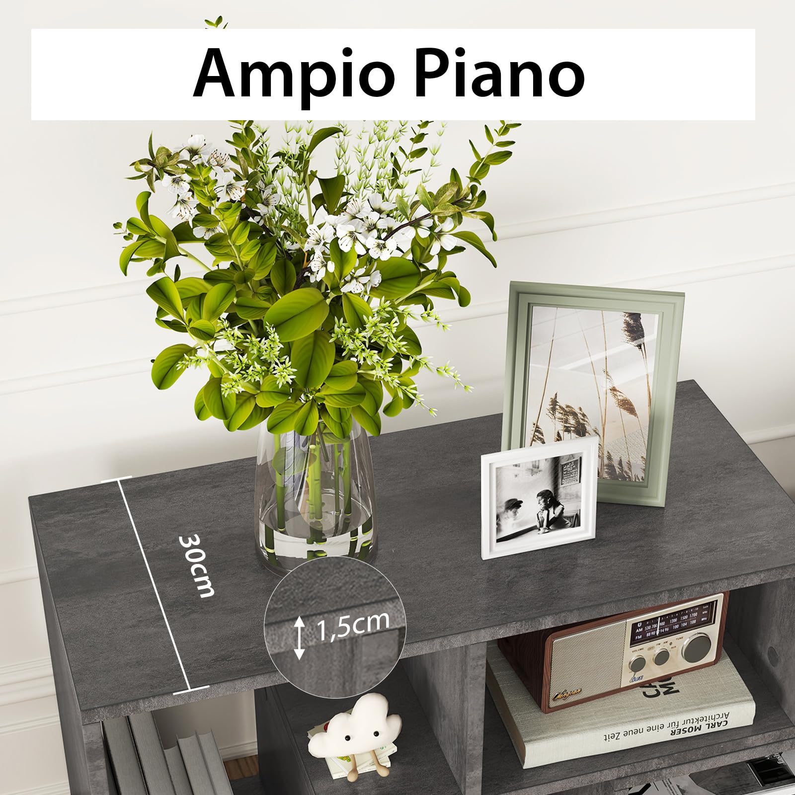 COSTWAY Mobile Porta TV Combinabile con Ripiani Aperti, per TV Fino a 65 Pollici, Mobile TV di Legno per Camera da Letto, Soggiorno, Capacità di Carico Massima 80 kg, 134-180 x 30 x 43 cm (Grigio)