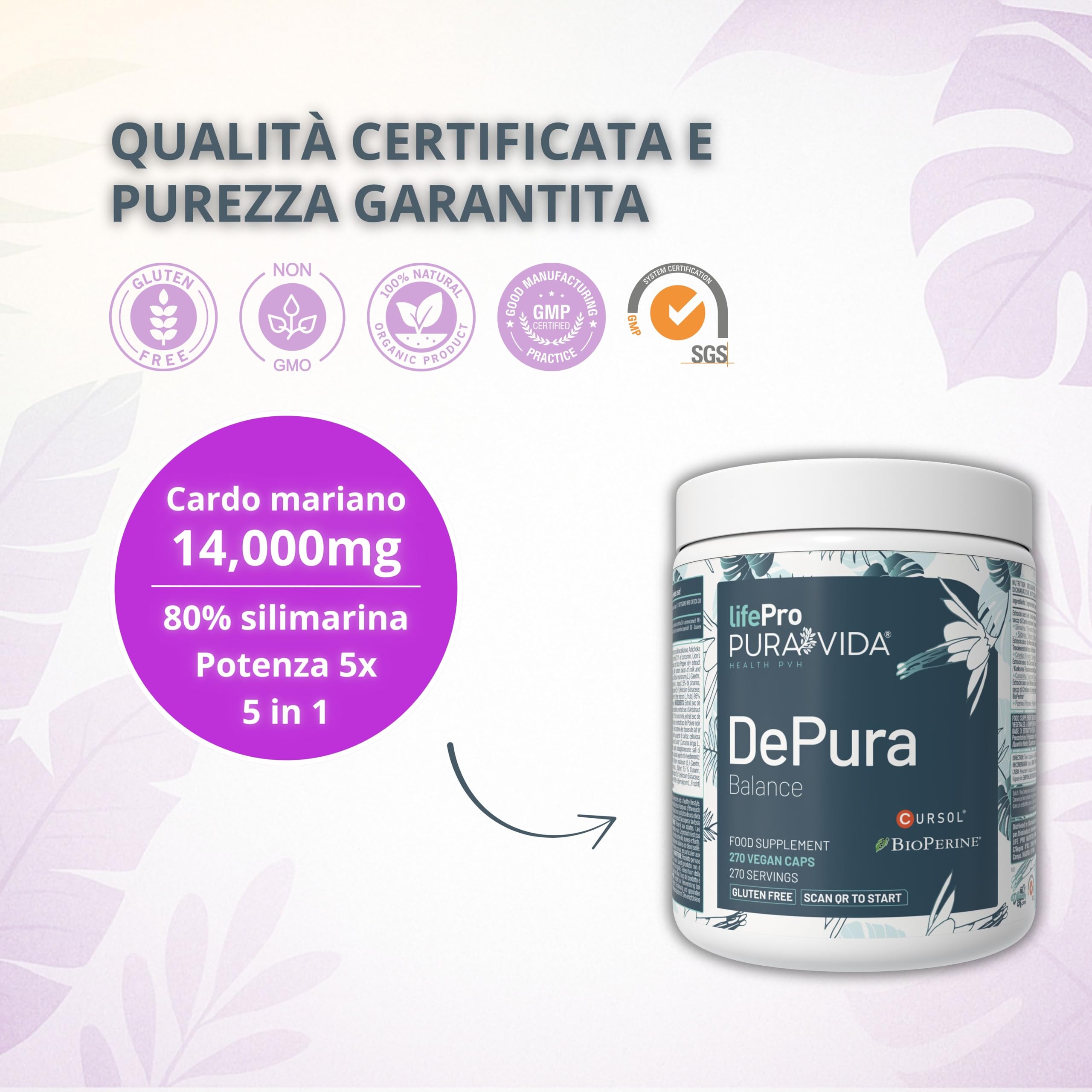 Cardo Mariano Integratore – 213 mg Silimarina Attiva (80% Standardizzata, Equivalente a 14.000 mg) – 270 Capsule Vegane – Con Carciofo, Curcuma Cursol®, Melena di Leone & BioPerine