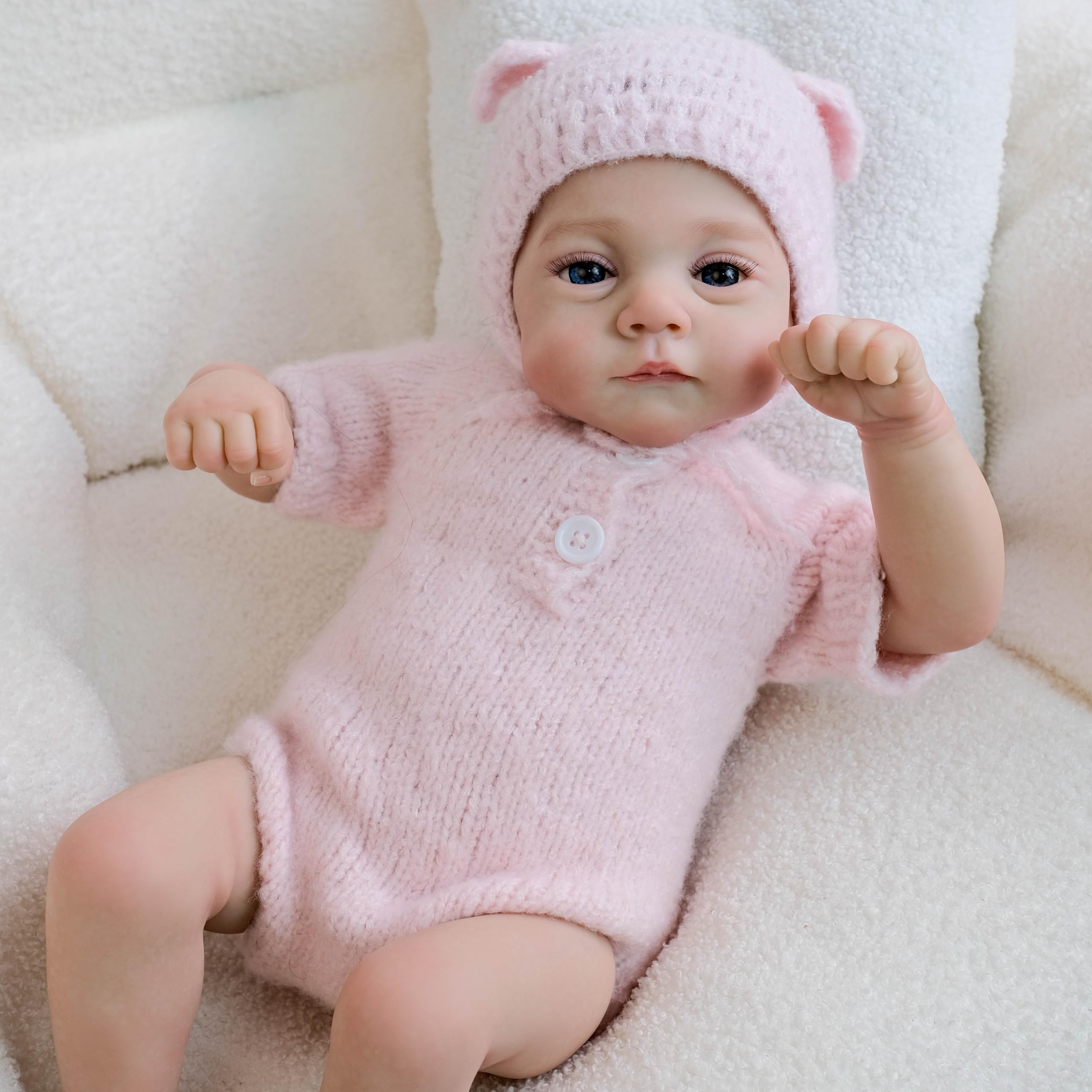 Miękki silikonowy realistyczny Reborn Baby Dolls Cloth Body 45 cm Winyl Realistyczne lalki noworodka różowy kombinezon, który wygląda prawdziwie śpiące dziecko, ważona lalka Reborn zabawka dla