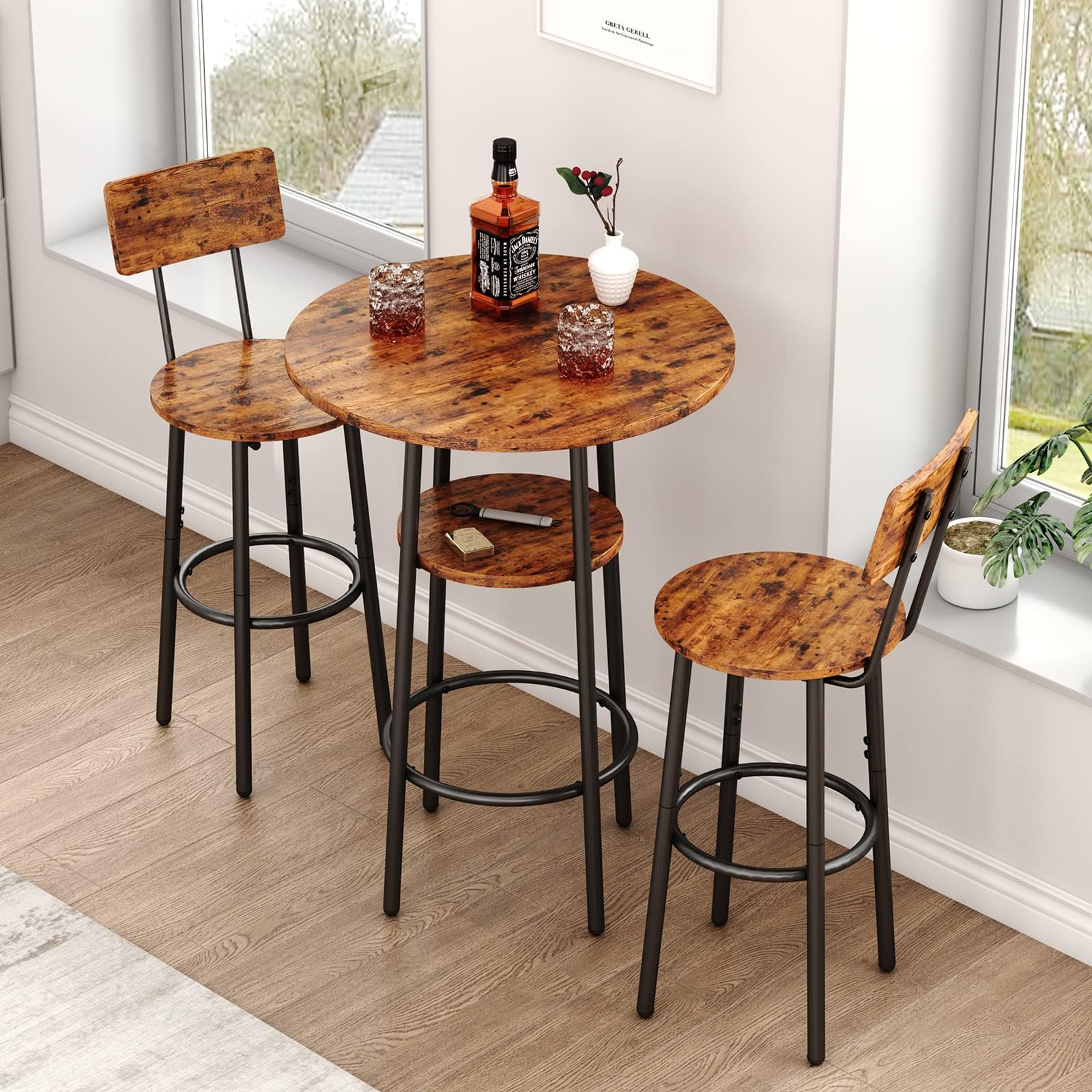 Best Choice Products Bistro Dining Set 3 Piece, Modern Round Counter Height Pub