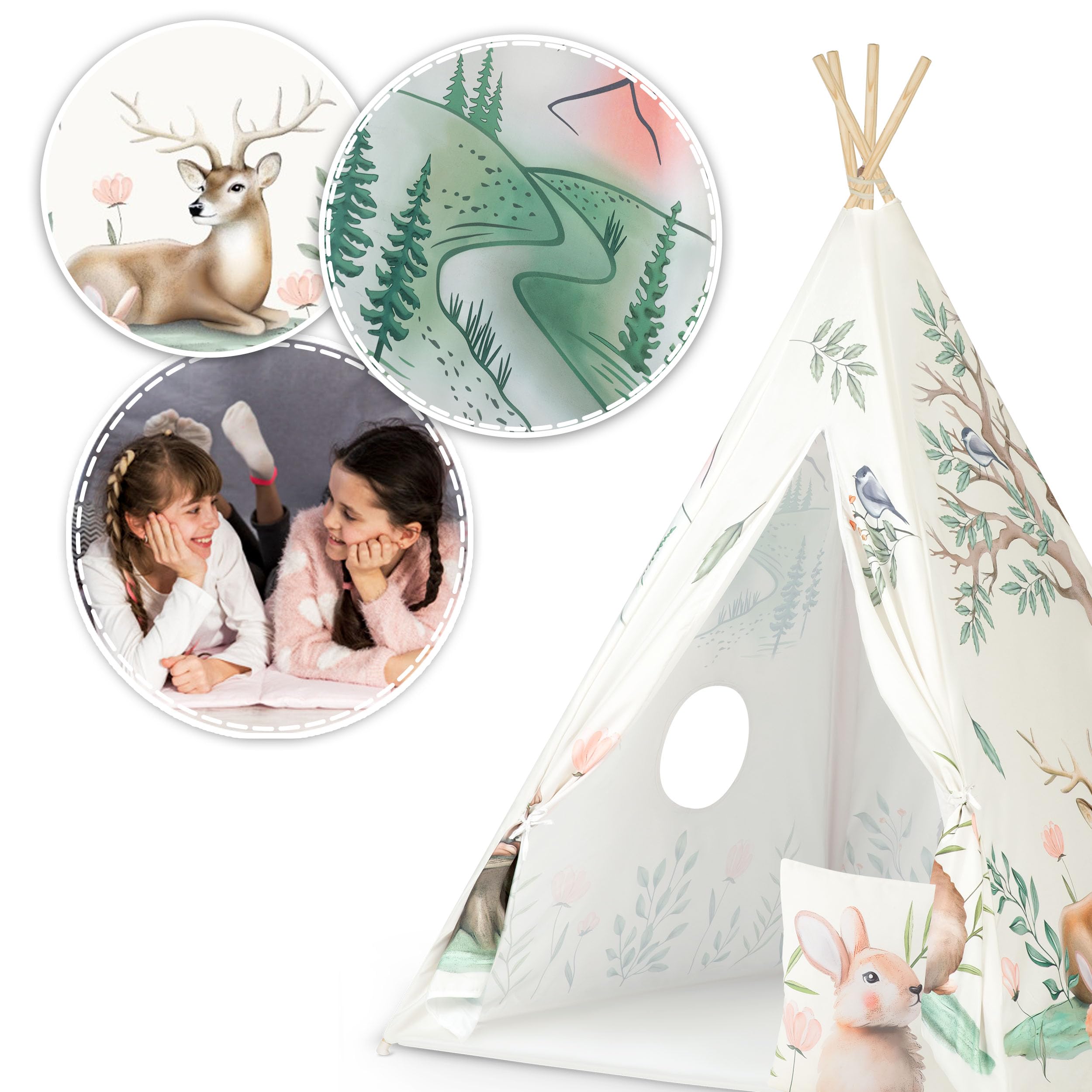 Nukido Tipi Infantil Tienda India para Niños Interior Exterior Habitación Infantil Beige