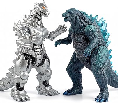 2PCS Big Dragon Earth MechaDragon Figures King of The Monsters - Dragon Figures Kings of The Monsters - 13" & 12" Head-to-Tail, Large Movable Joints Action Movie Series Soft Vinyl