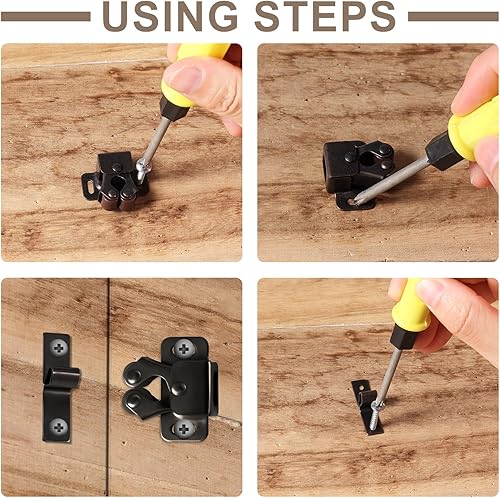 Miniatura 5 de Paquete de 8 cierres de gabinete con doble rodillo, cierres resistentes para armarios y cierres, herrajes para armarios y puertas de armario