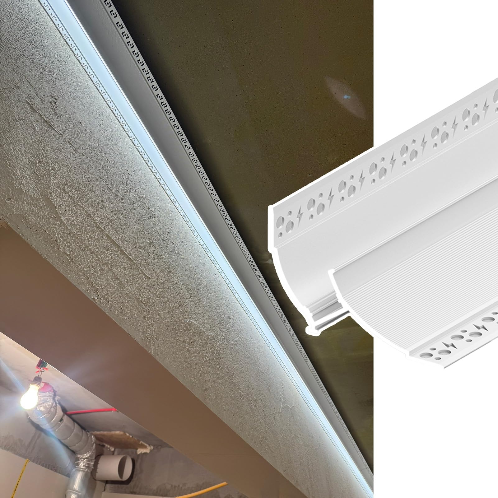 Oświetlenie Listew Przypodłogowych Listwa Gzymsowa Led Montowana na Ścianie, Profil Kanału Rozpraszającego Światło Led Aluminiowy, Nowoczesna Listwa Cokołowa Led z Osłoną z Poliwęglanu, Ścienna/Sufit