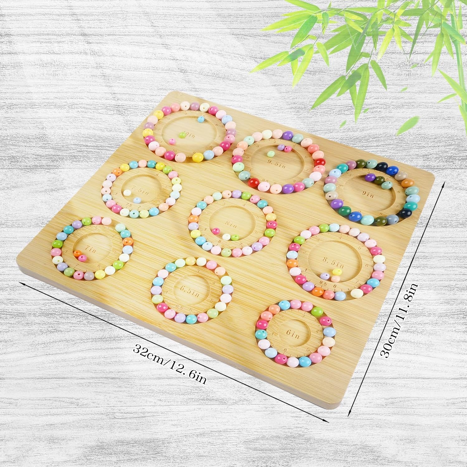 Favonuovy Bead Boards for Jewelry Making Bamboo Bracelet Making Bead Tray 6" 6.5" 7" 7.5" 8” 8.5” 9” 9.5” 10” All in Inches Wooden Bracelet Sizer Measurement Design Tool Beading & Jewelry Making thumbnail