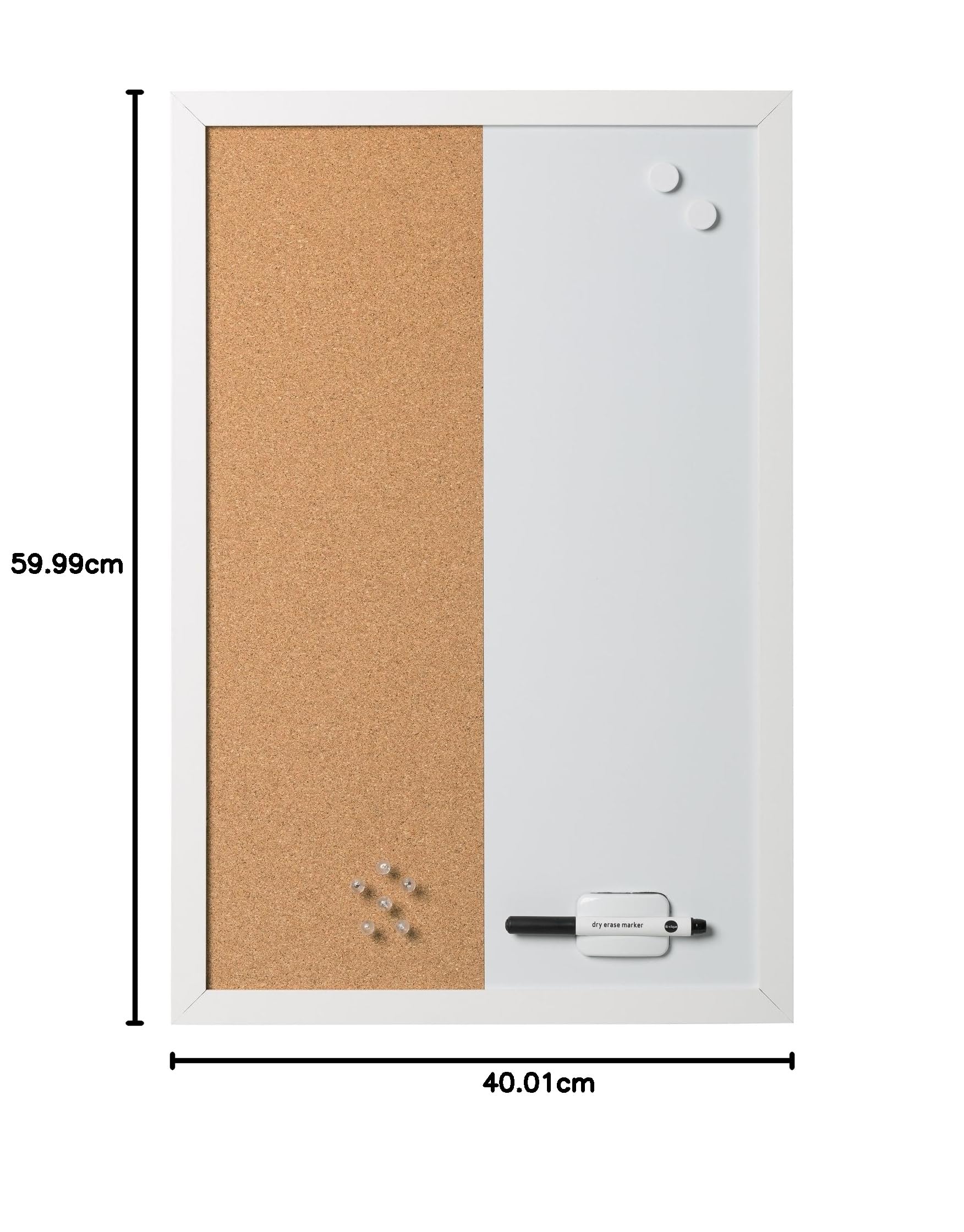 Bi-Office, Tablica łączona tablica suchościeralna i tablica memo elementy, magnetyczna, ścieralna na sucho/korek, biała ramka MDF, 60 x 40 cm