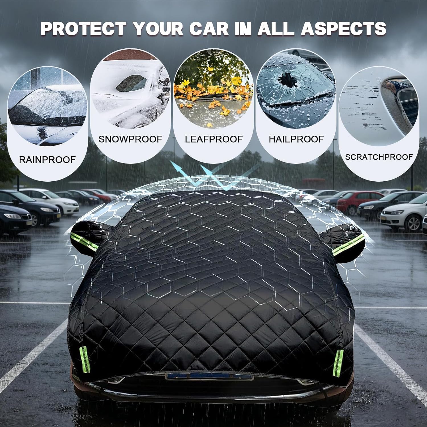 Telo Copriauto Antigrandine Per Toyota Yaris Cross Hybrid 2021-2025,Copri Auto Anti Grandine,Telo Copri Auto Esterni,Mezza Copertura per Macchina,Impermeabile,Protezione Per Tutte Le Stagioni l21