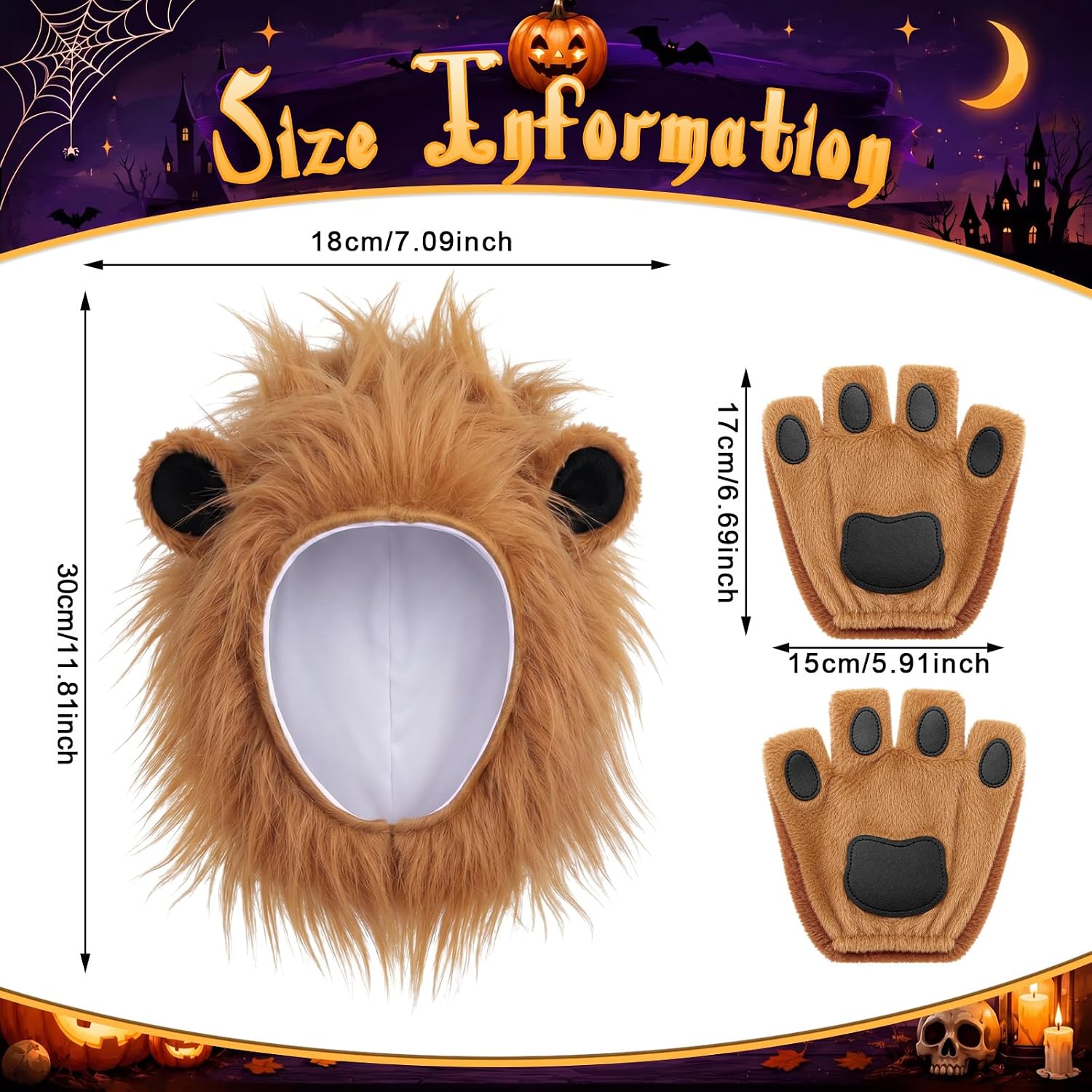 Newcotte 3 Pcs Halloween Animal Cosplay Costume Set