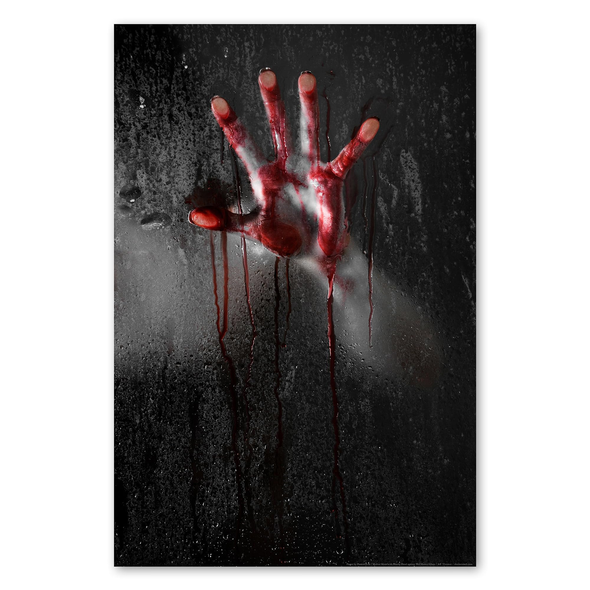 Postereck - 0051 - Bloody Hand, Horror Blood Violence Fear Psycho – Art Wall Art, Photo Print, Gothic Decor - 30 x 20 in