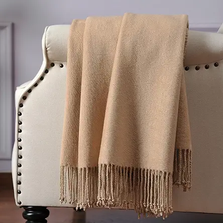 Silk Throw Blanket with Fringe, Pure Mulberry Silk,...