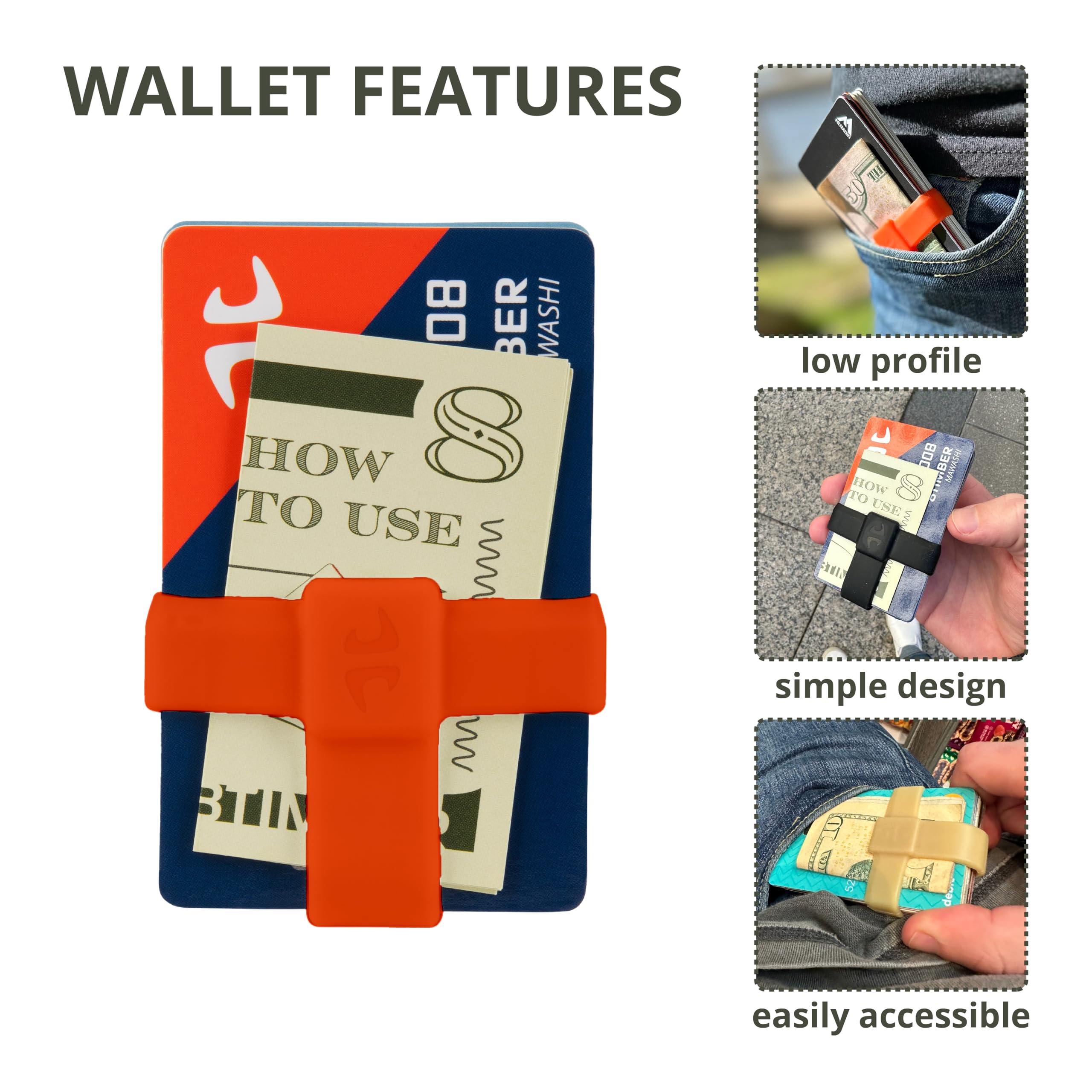 8TIMBER Mawashi Wallet Band Black - Durable Silicone Rubber Card Holder for Credit Cards and Cash - Secure, Stylish, and Convenient Minimalist Wallet Solution - Perfect for On-The-Go and Daily Use