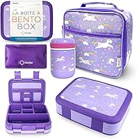 Vista 27 de Bento Lunch Box with Stainless Steel Thermo, Matching Insulated Lunch Bag and Ice Pack Set for Girls, Kids, 5 Divided Compartments, Snack Container