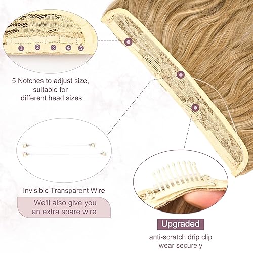 Miniatura 2 de FLUFYMOOZ Extensiones de cabello de alambre invisible, extensión de cabello de tamaño ajustable con clips seguros, extensiones de cabello con clip,