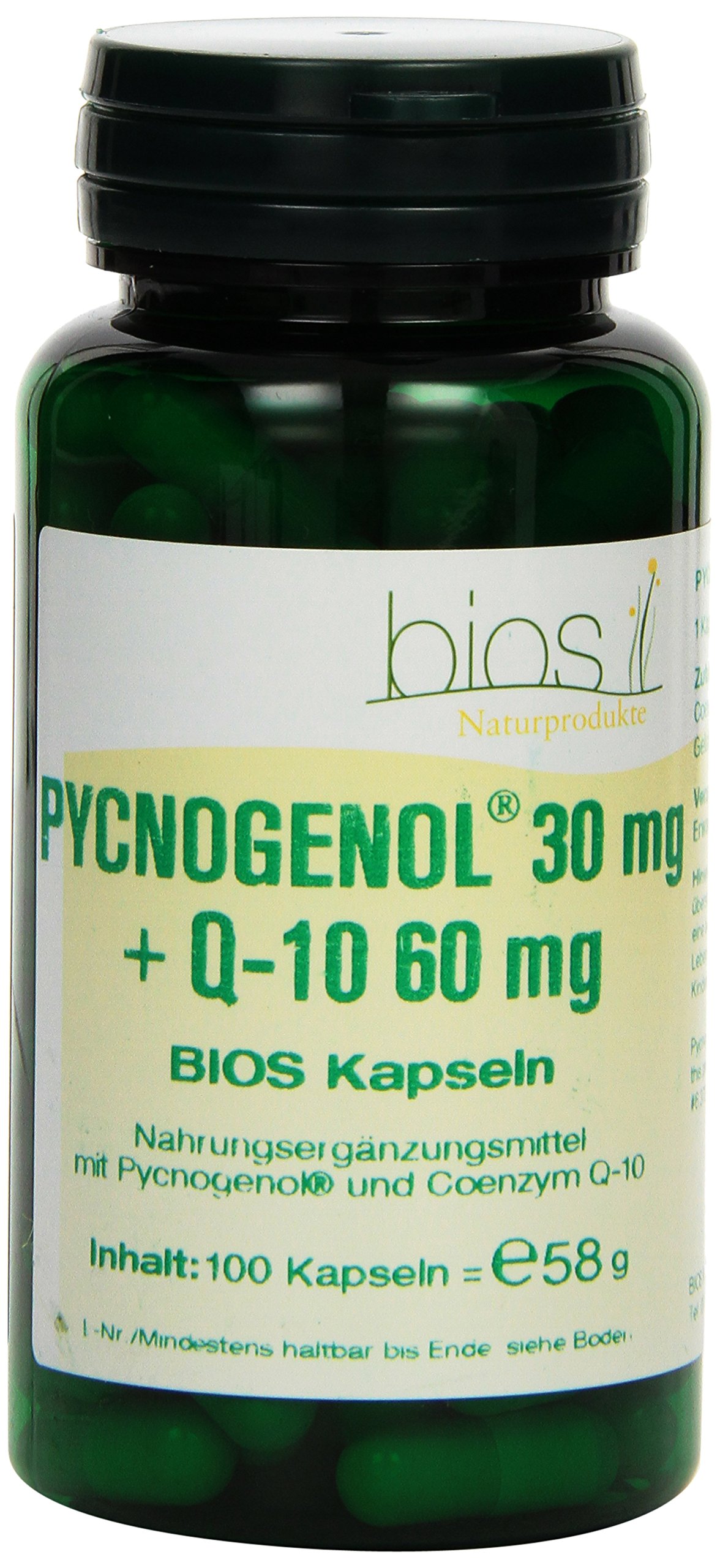 Bios Pycnogenol 30 mg mit Q-10 60 mg, 100 Kapseln, 1er Pack (1 x 58 g)