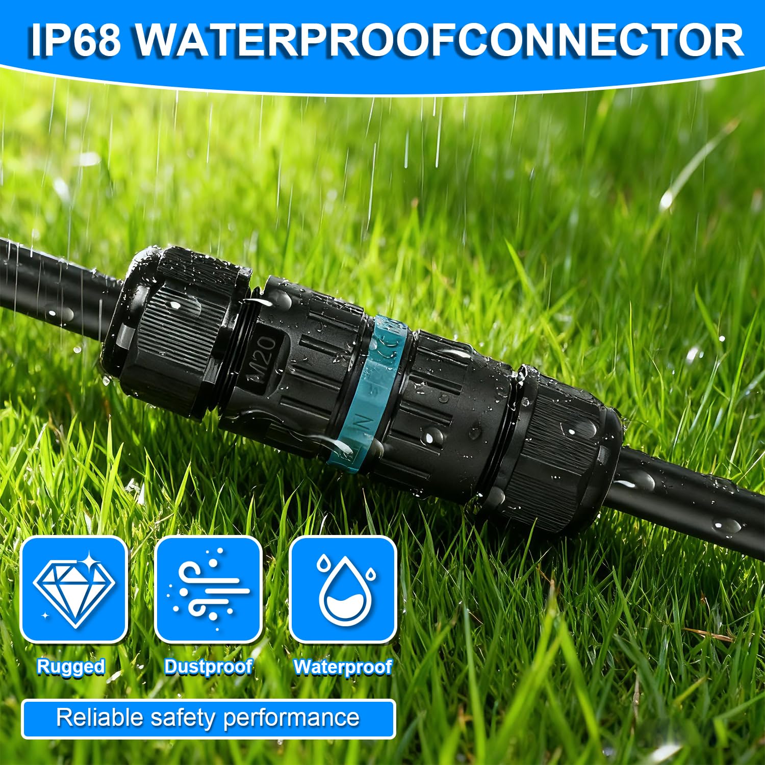 4 Pezzi Connettori Elettrici per Cavi Esterni IP68,Scatola di Giunzione Impermeabile Ø5-12 mm,Robusto e durevole,Connettore Stagno Manicotto 3 Poli,Ideale per giardino, esterno,tetto（3 pin 4p）