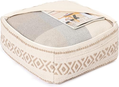 Miniatura 29 de REDEARTH · Puf otomano sin rellenos, con textura, cubo de almacenamiento, puf, reposapiés para sala de estar, dormitorio, guardería, habitación de