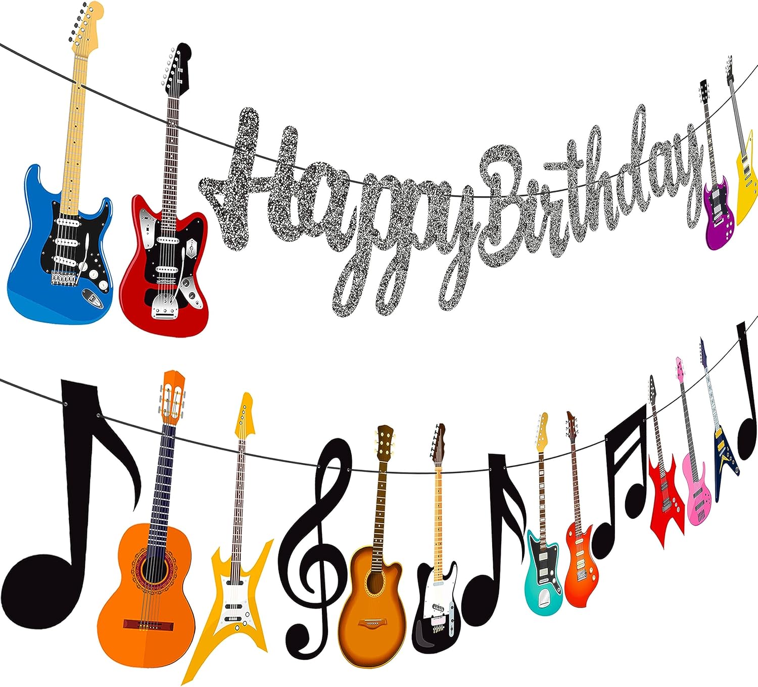 Guitar Birthday Party Banner Music Note Guitar Party