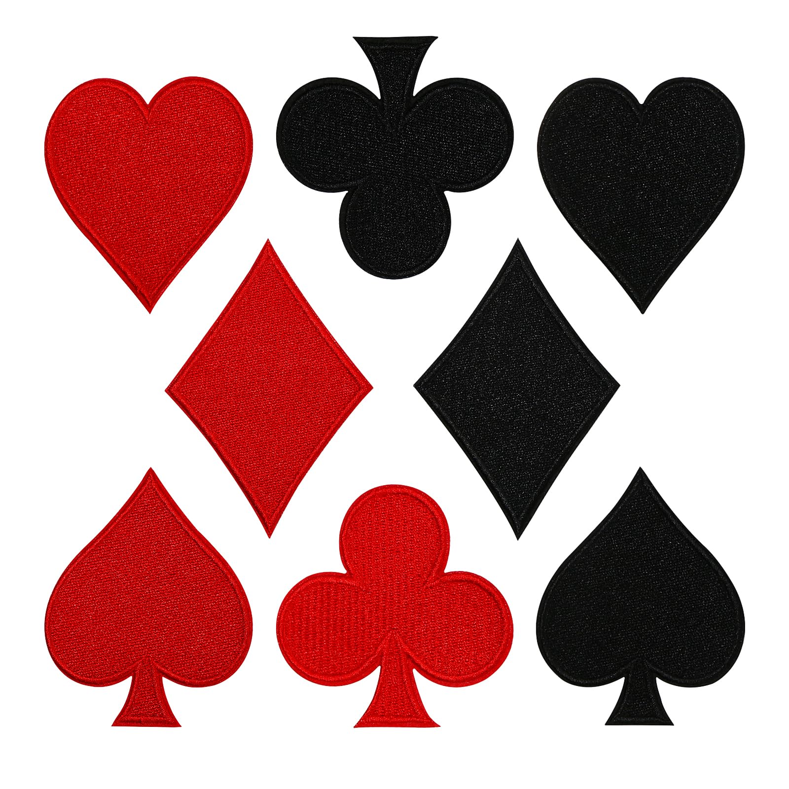 GOKEPO 8 Pcs Playing Cards Patches,Vegas Gaming Embroidered Iron on Patches for Clothes Dress Hat Pants Shoes Curtain,Spades Cube Heart Poker Appliques DIY Sewing Craft Decoration Applique Patch