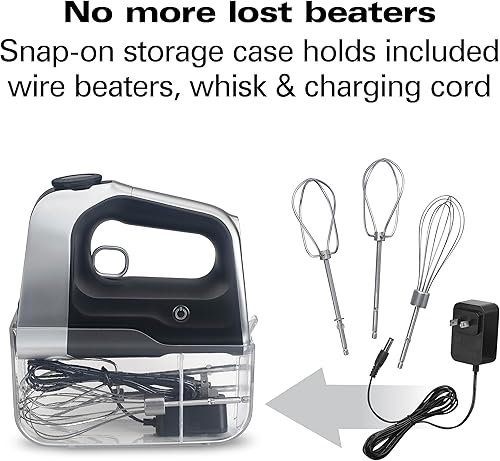 Miniatura 7 de Hamilton Beach Professional Batidora de mano eléctrica inalámbrica con control de velocidad infinita, potente motor de CC para mezcla sin esfuerzo,