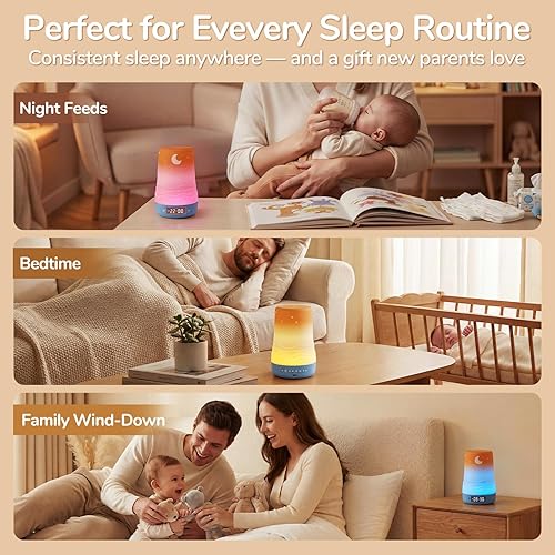 Miniatura 8 de Mewaii White Noise Sound Machine Baby & Adult with Night Light | AI Cry Detection, App Remote Control, 100 Soothing Sounds, Sleep Routine Builder,