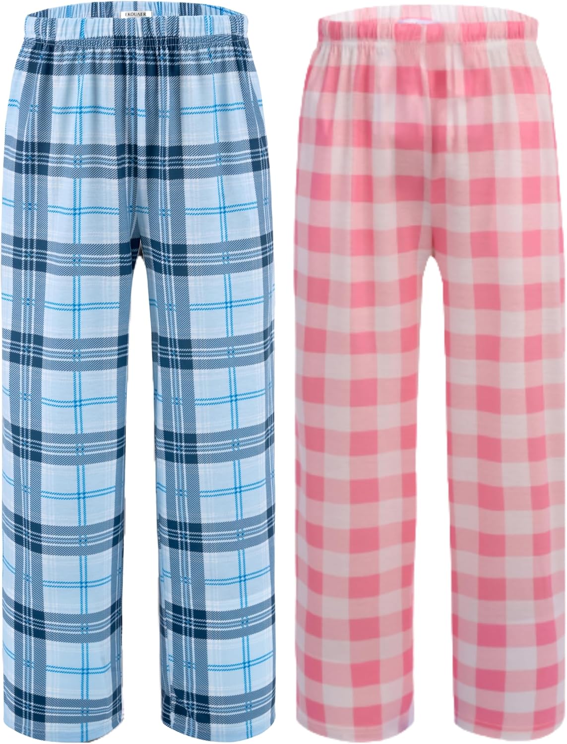 Ekouaer 2/3 Pack Girls Pajama Pants - Cute Print PJ Bottoms With Pockets, Soft Kids Lounge Pants With Elastic Waist