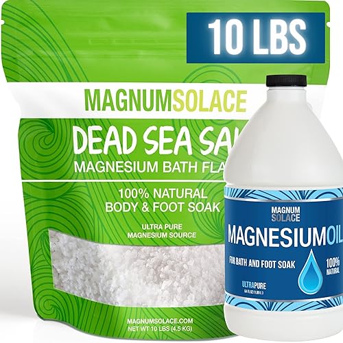 Aceite de magnesio puro y copos de baño de magnesio