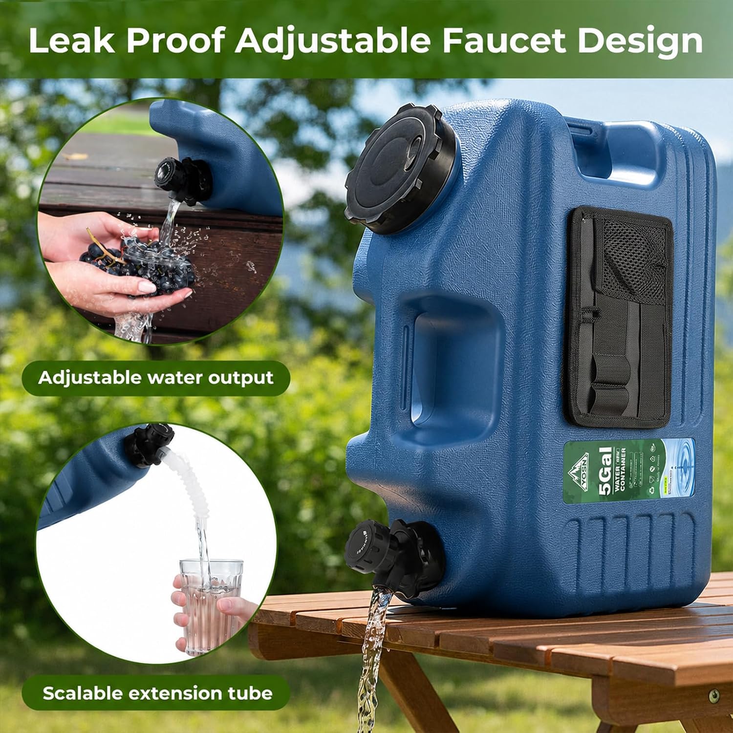 Water Jug, Camping Water Container, BPA Free Portable Water Dispenser with Spigot, Leak-Proof Large Camping Water Jug for Emergency Storage,Outdoor,Hiking (Blue, 5, Gallons) thumbnail