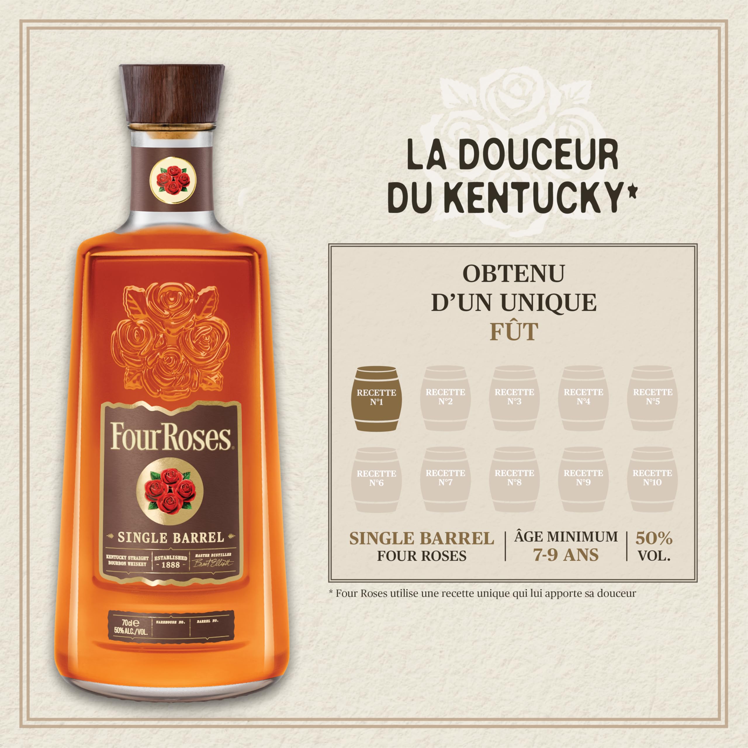 FOUR ROSES Bourbon Single Barrel Whisky Bourbon - 50%, 70cl