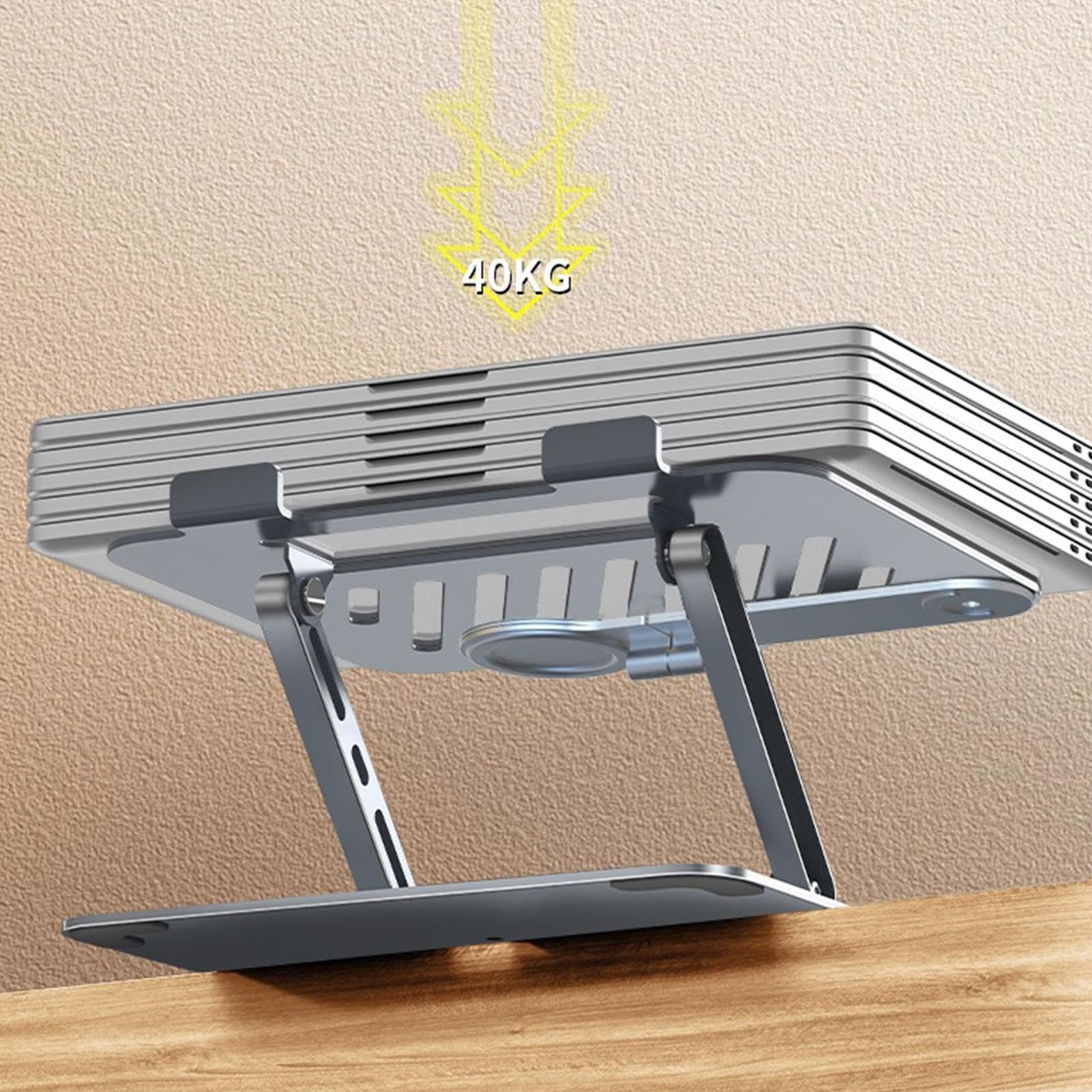 Soporte para Portátil Soporte Ergonómico Plegable De Metal Con Base | Soporte para portátil tumbado sofá, cama, oficina, estudio, cocina, aula,