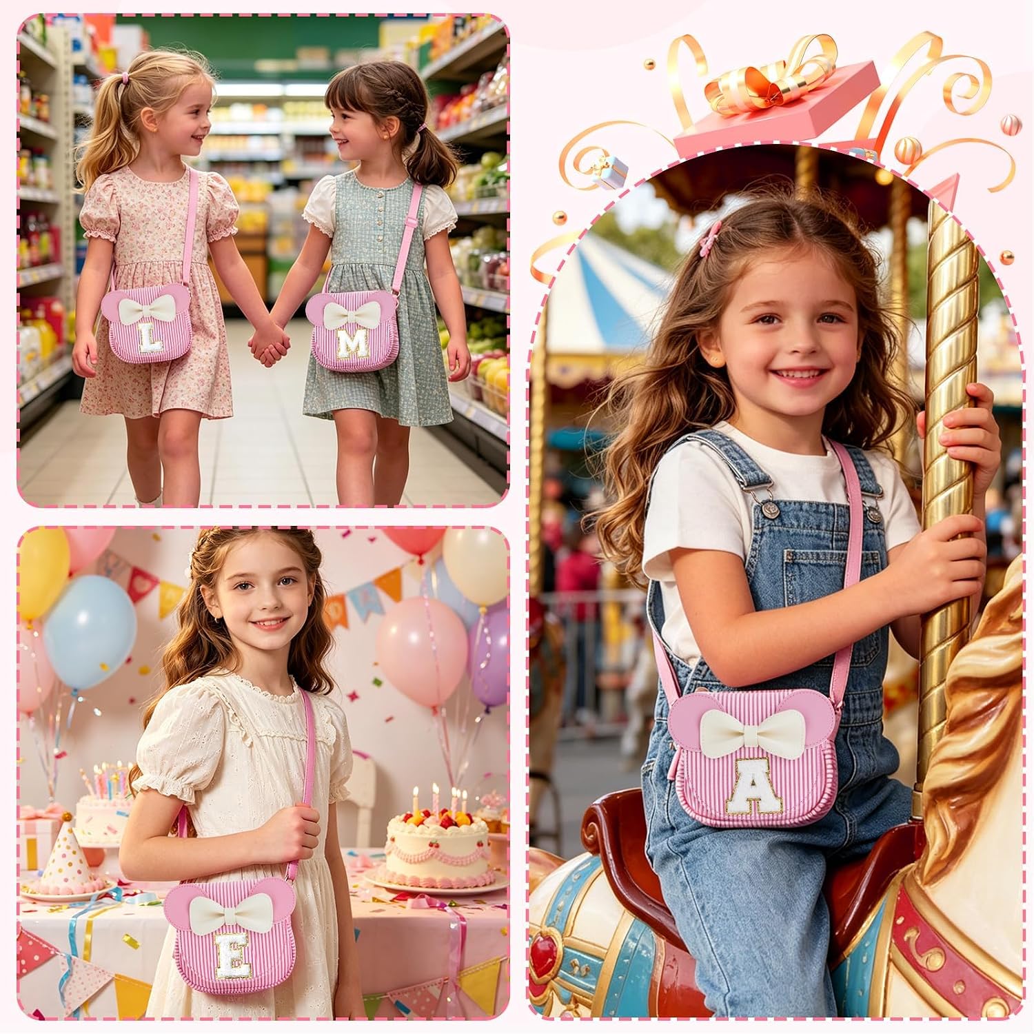 Toddler Purse for Little Girls, Personalized Initial Sling Bag image 4