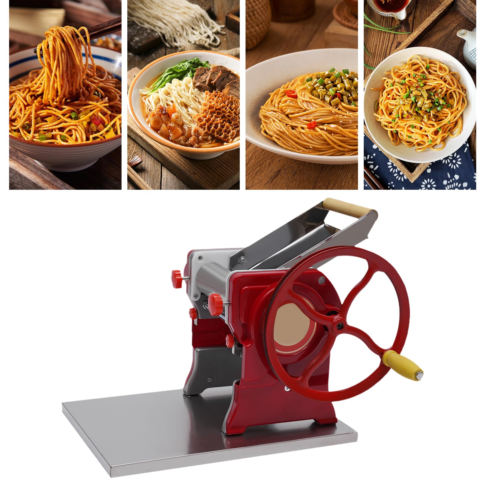 Macchina per pasta manuale Mulino per impasto manuale in acciaio inossidabile, Macchina per pasta manuale multifunzionale per 5-10 persone contemporaneamente (Rosso)
