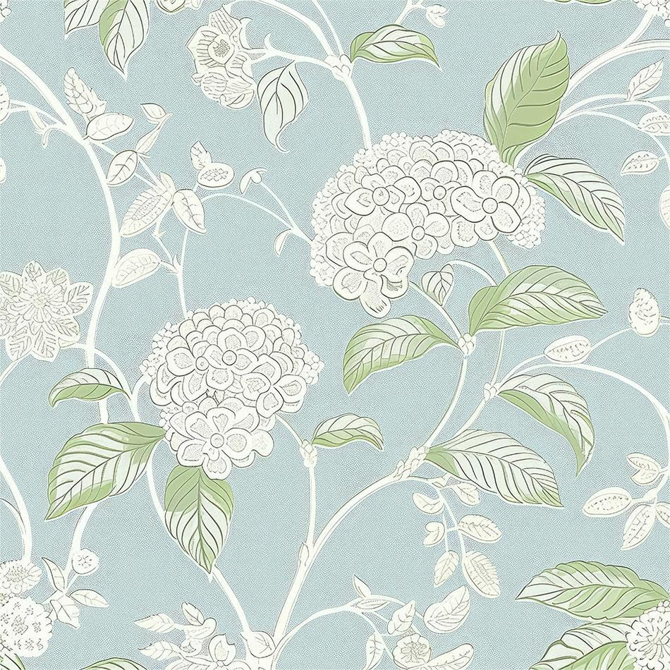 REDAMANCY Light Blue White Hydragea Florals Vintage Plant Peel and Stick Wallpaper Stick on Contact Paper Vintage Wall Paper Easy Peel Off for