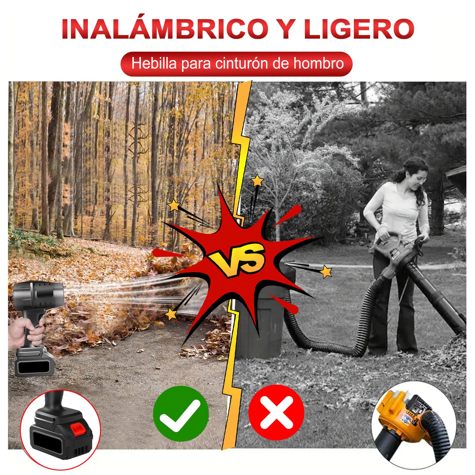 Turbo Soplador De Hojas Inalámbrico, 800W 35000rpm Potente Soplador De Aire PortáTil Mini Soplador Turbo De Mano Con 1300mah Batería, Secador De Coche Para Jardín, Coche, Patio, Nieve