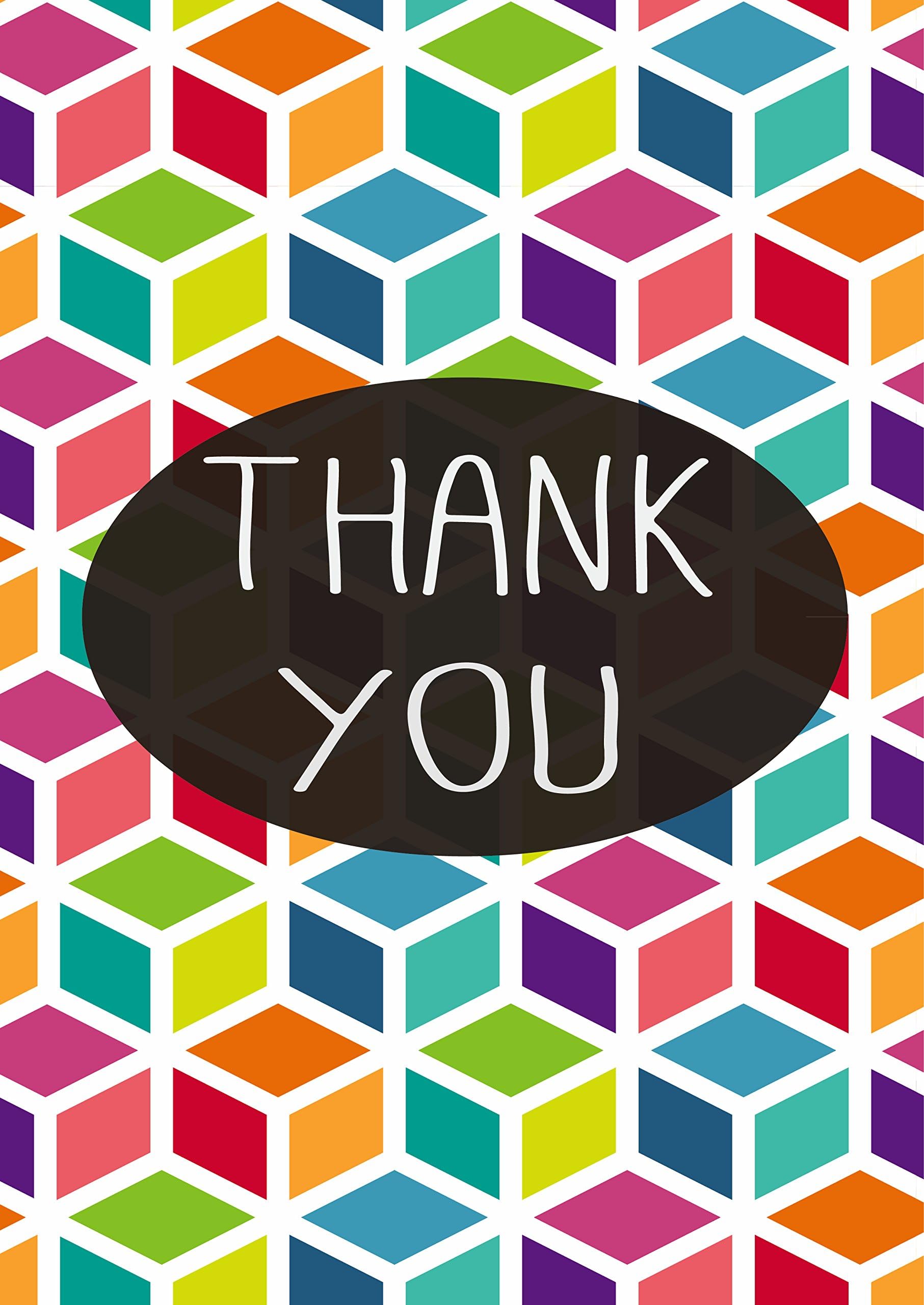 Pack of 10 Geometric Shape Colourful Design Thank-You Cards & Envelopes by Greetingles