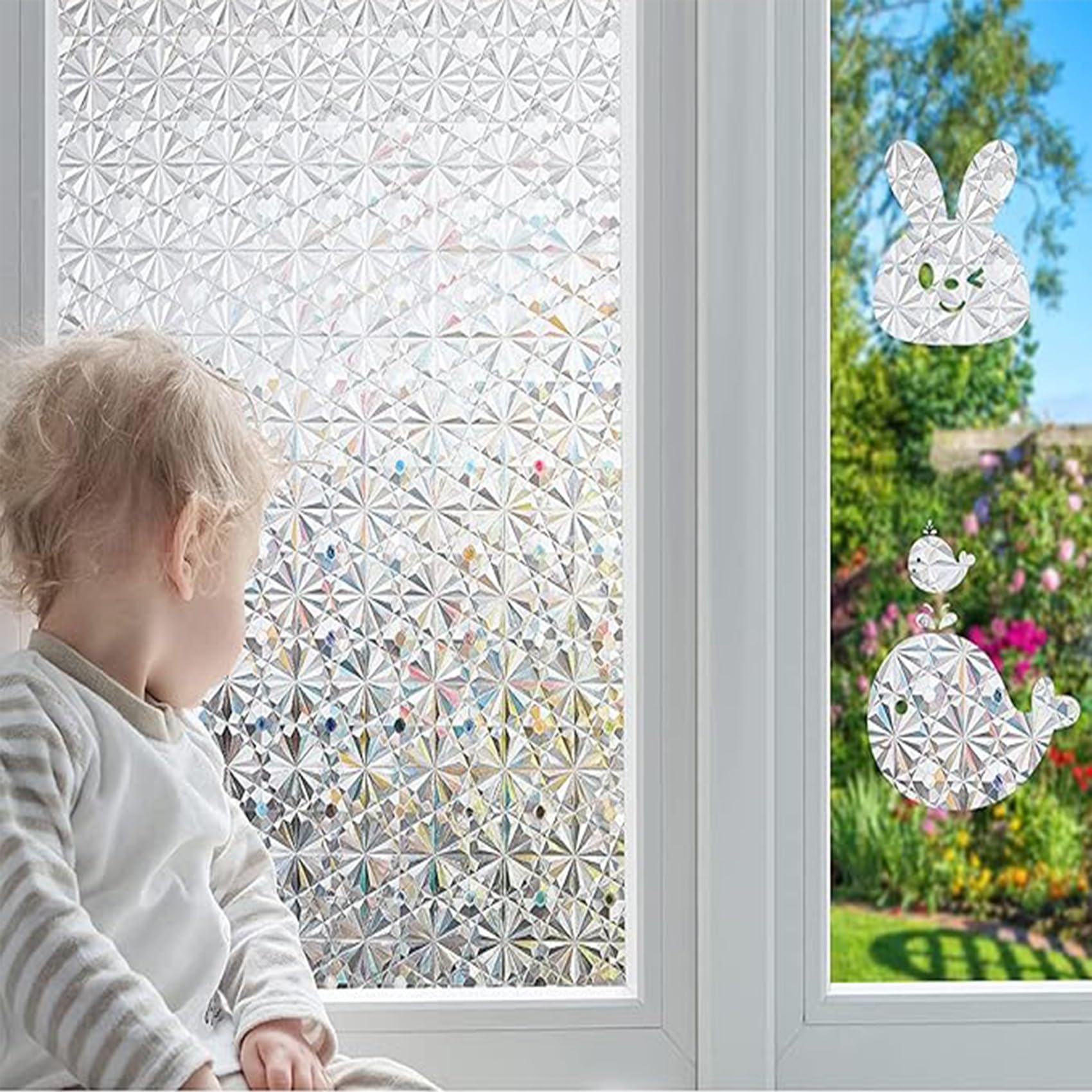 Raamfolie Privacyfolie Voor Glazen Ramen 55 x 1200 cm Anti-Uv, Statisch Hechtend, Lijmvrij Glazuurfolie Privacy Voor Kantoor Badkamer Thuis, Doji