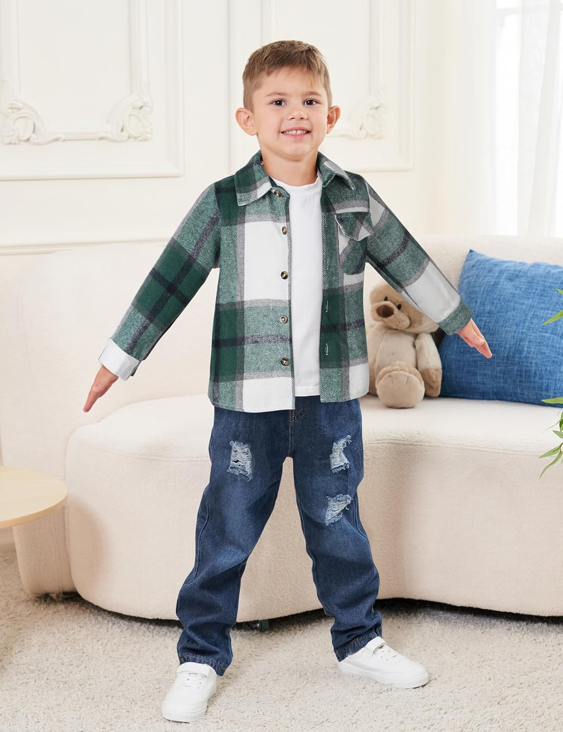 3Pcs Toddler Boy Clothes Botton Down Shirt and T-Shirt with Pants Toddler Boys Winter Clothes - Image 2