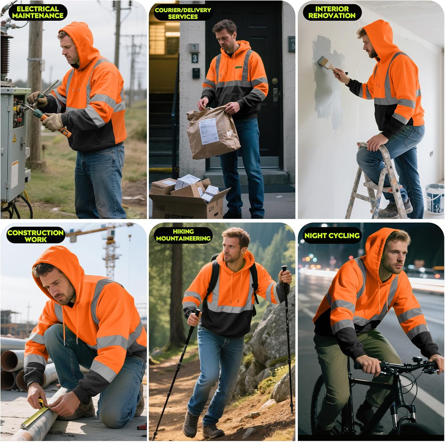 BeautyWill Custom High Visibility Reflective Safety Jacket ANSI Class 3 Safety T Shirts with Pocket