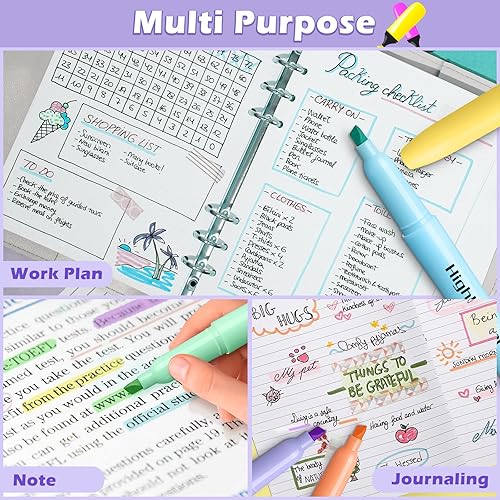 Miniatura 6 de Duchong 30 resaltadores pastel, colores surtidos a granel, punta de cincel para secado rápido para adultos y niños, imprescindible en el aula de