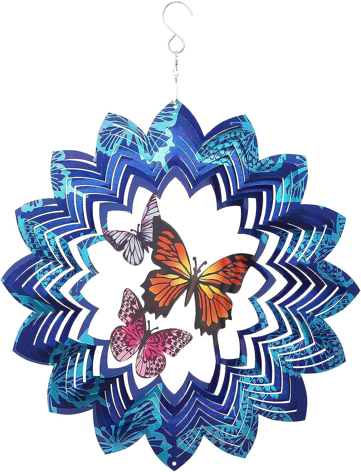 Royalkart Wind Spinners Outdoor Metal |Kinetic Blue Hanging Spinner Indoor Décor |3D Wind Spinner Porch Ornament Art (B0CGTSTRSX) Amazon Price History, Amazon Price Tracker