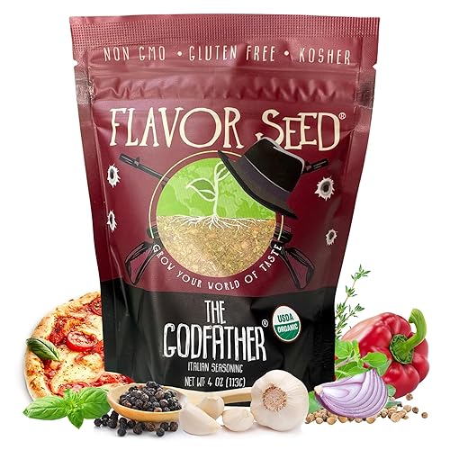 Flavor Seed The Godfather Organic Italian Seasoning. Condimento toscano. Condimento para salsa de pizza y pasta. Condimentos y especias sin gluten