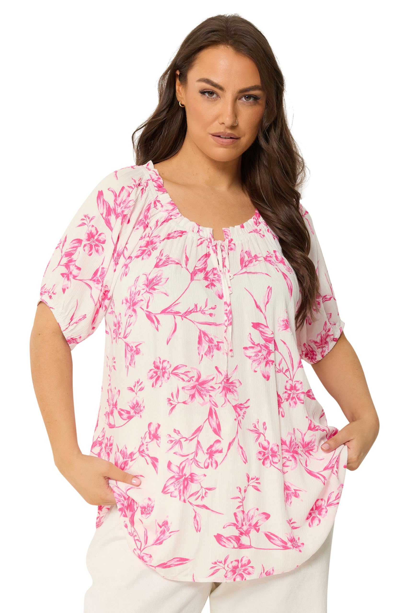 Yours Women's Off White Floral Bardot Top In | : 22/24